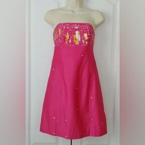 Lilly Pulitzer fools jewels Bowen dress size 4 brand new pink orange embellished